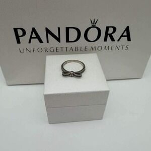 Pandora Bow Ring with Stone – S925 Sterling Silver size 6